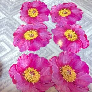 VTG NEW Caspari LOT 6 peony tie cut placemats pink bridal shower party flower